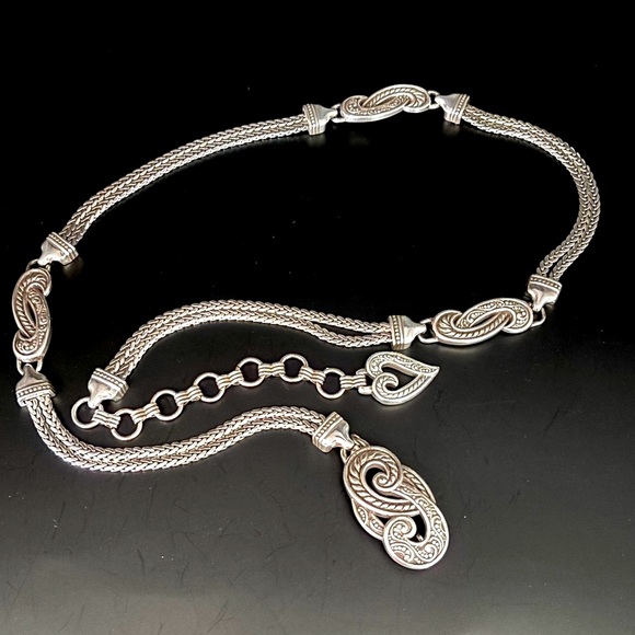 Brighton Vintage Y2K  Adjustable Belt Silver Tone Metal Size 35 Marked Brighton main image 4